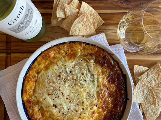 Hot Spinach Dip with Groth Sauvignon Blan