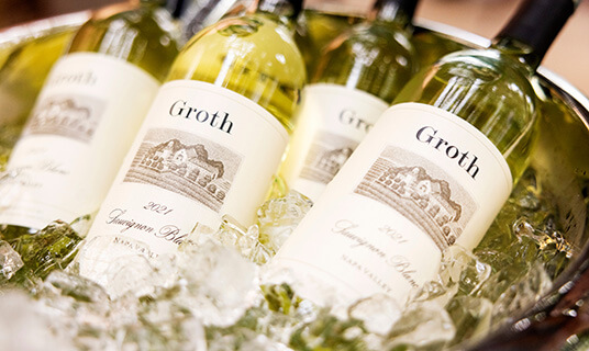 Groth Vineyards and Winery - Groth Napa Valley Sauvignon Blanc chilling in an ice bucket